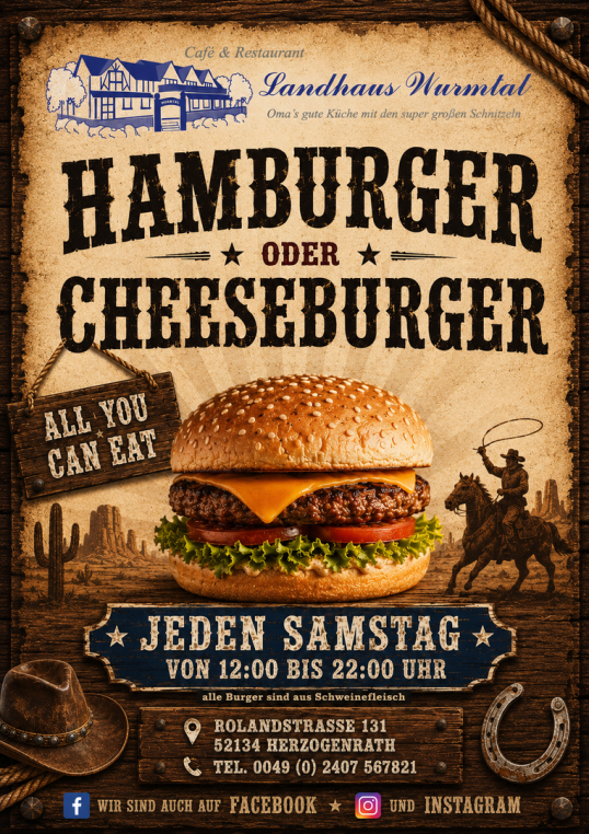 Hamburger, Cheesburger, All you can eat, Essen so viel man möchte