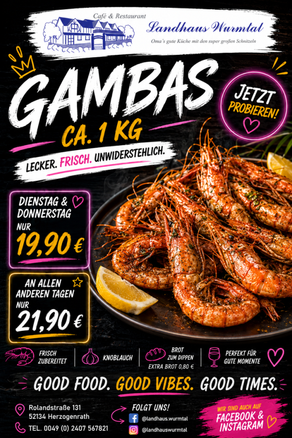 Gambas, all you can eat, Gambas Essen